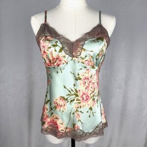 NWT Vintage Gold Hawk Silk Floral Lace Cami Y2K Coquette Fairycore Top M